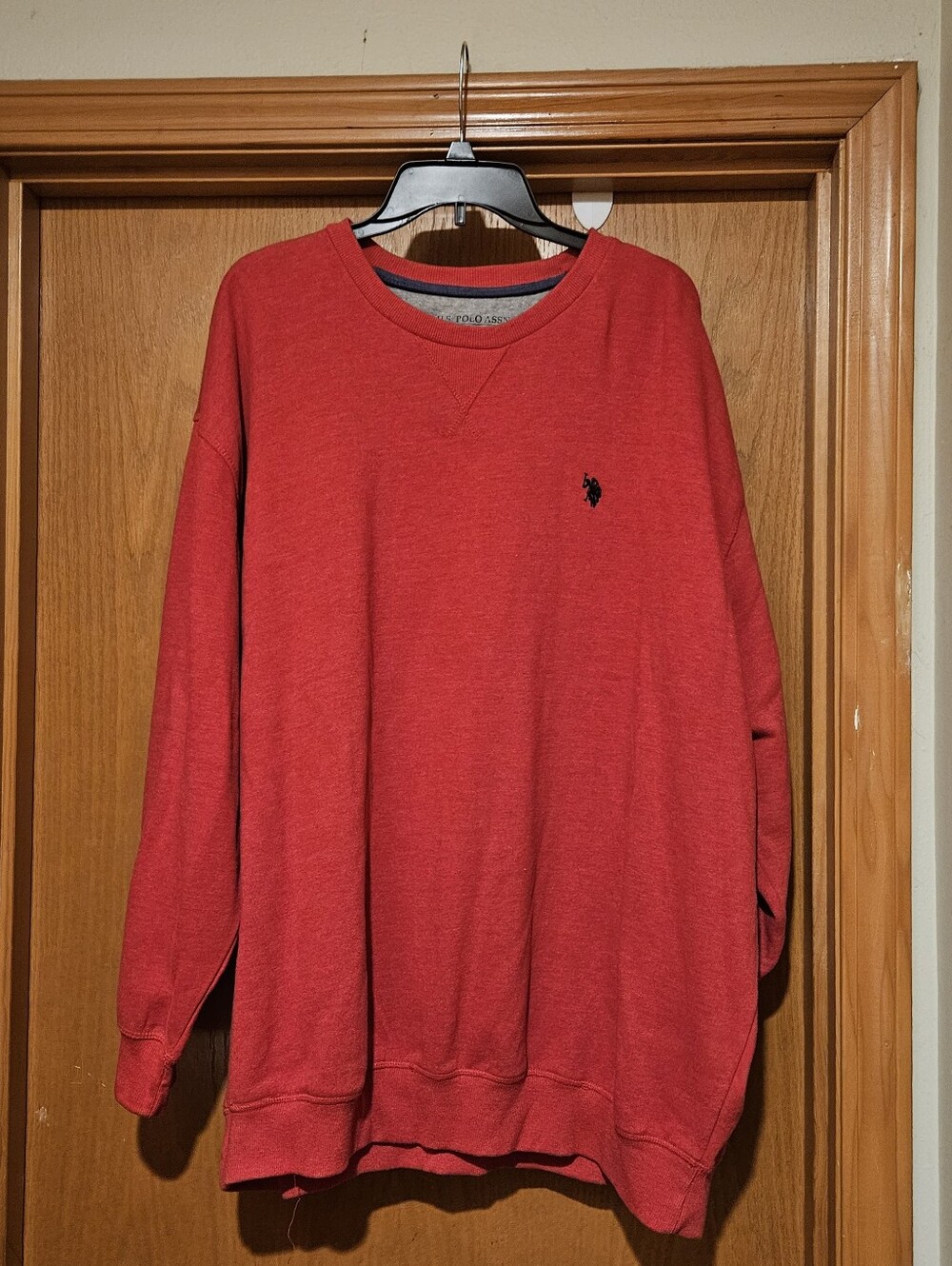 U.S. Polo Assn. Men's Heather Red Crewneck Sweatshirt with Embroidered Logo